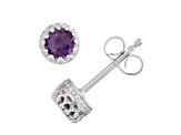 Purple Amethyst Sterling Silver Children's Stud Earrings 0.36ctw