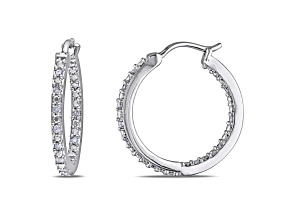 0.25ctw Diamond Inside Outside Hoop Earrings in Sterling Silver