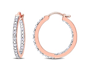 0.25ctw Diamond Inside Outside Hoop Earrings in Rose Gold Over Sterling Silver