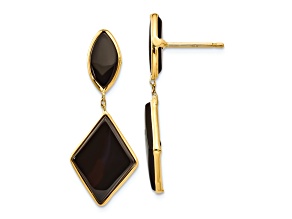 14k Yellow Gold Onyx Dangle Earrings