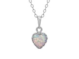 White Lab Created Opal Sterling Silver Pendant with Chain 0.52ct