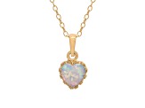 White Lab Created Opal 14K Yellow Gold Over Sterling Silver Pendant with Chain 0.52ct