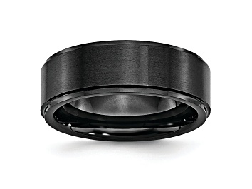 Picture of Black Ceramic Ridged Edge 8mm Brushed and Polished Band