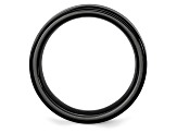 Black Ceramic Ridged Edge 8mm Brushed and Polished Band