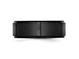 Black Ceramic Ridged Edge 8mm Brushed and Polished Band