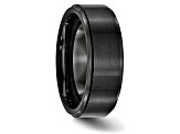 Black Ceramic Ridged Edge 8mm Brushed and Polished Band