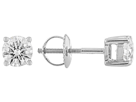 14K White Gold Round Lab Grown Diamond Stud Earrings 1.0ctw, F Color/VS2 Clarity
