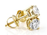 14K Yellow Gold Round Lab Grown Diamond Stud Earrings 1.0ctw, F Color/VS2 Clarity