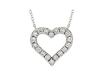 Picture of White Lab-Grown Diamond 14kt White Gold Heart Necklace 0.75ctw