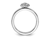 Sterling Silver Stackable Expressions Polished Diamond Heart Lock Ring 0.117ctw