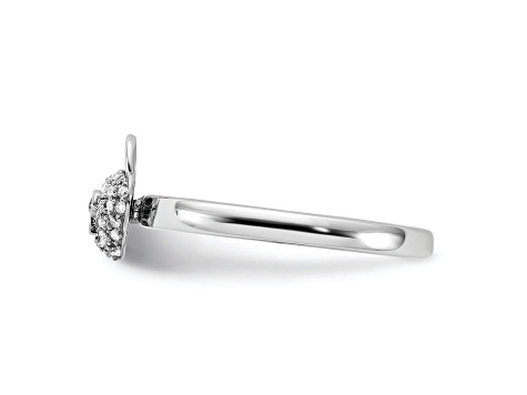 Sterling Silver Stackable Expressions Polished Diamond Heart Lock Ring 0.117ctw