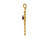 14K Yellow Gold Polished Amethyst Cross Pendant