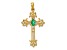 14K Yellow Gold 5x3mm Oval Emerald Cross Pendant