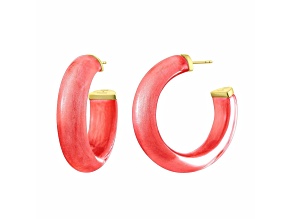14K Yellow Gold Over Sterling Silver Medium Illusion Lucite Hoops in Watermelon