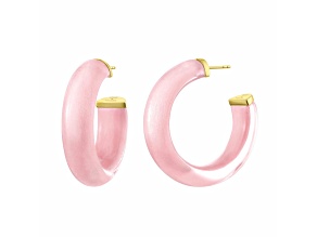 14K Yellow Gold Over Sterling Silver Medium Illusion Lucite Hoops in Ballerina Slipper