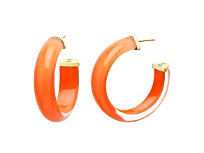 14K Yellow Gold Over Sterling Silver Medium Illusion Lucite Hoops in Orange