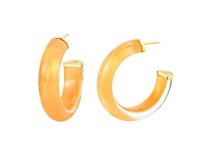 14K Yellow Gold Over Sterling Silver Medium Illusion Lucite Hoops in Golden Nugget