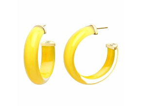 14K Yellow Gold Over Sterling Silver Medium Illusion Lucite Hoops in Yellow