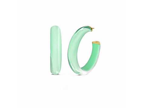 14K Yellow Gold Over Sterling Silver Medium Illusion Acrylic Hoops in Mint