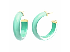 14K Yellow Gold Over Sterling Silver Medium Illusion Lucite Hoops in Mint