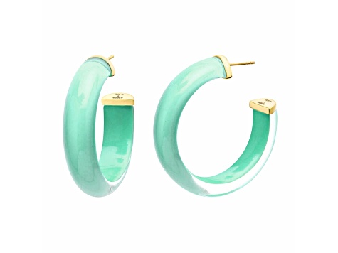 14K Yellow Gold Over Sterling Silver Medium Illusion Acrylic Hoops in Mint