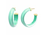 14K Yellow Gold Over Sterling Silver Medium Illusion Acrylic Hoops in Mint