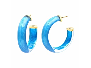 14K Yellow Gold Over Sterling Silver Medium Illusion Lucite Hoops in Fiji