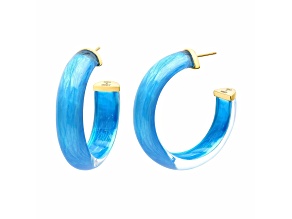 14K Yellow Gold Over Sterling Silver Medium Illusion Acrylic Hoops in Fiji