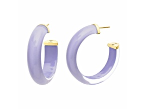 14K Yellow Gold Over Sterling Silver Medium Illusion Lucite Hoops in Lavender