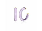 14K Yellow Gold Over Sterling Silver Medium Illusion Acrylic Hoops in Lavender