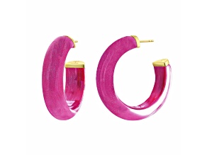 14K Yellow Gold Over Sterling Silver Medium Illusion Lucite Hoops in Dahlia