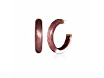 14K Yellow Gold Over Sterling Silver Medium Illusion Acrylic Hoops in Cocoa