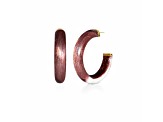 14K Yellow Gold Over Sterling Silver Medium Illusion Acrylic Hoops in Cocoa