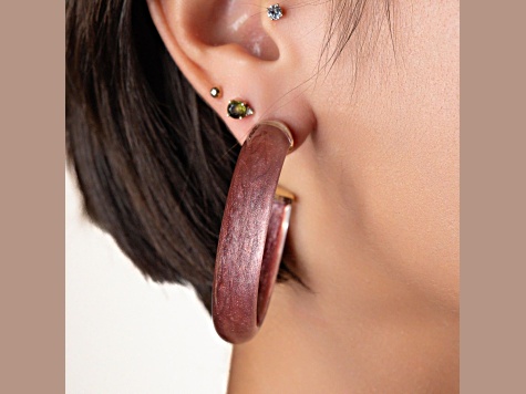 14K Yellow Gold Over Sterling Silver Medium Illusion Acrylic Hoops in Cocoa