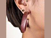 14K Yellow Gold Over Sterling Silver Medium Illusion Acrylic Hoops in Cocoa