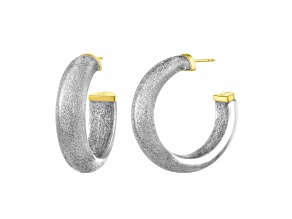 14K Yellow Gold Over Sterling Silver Medium Illusion Lucite Hoops in Pixi