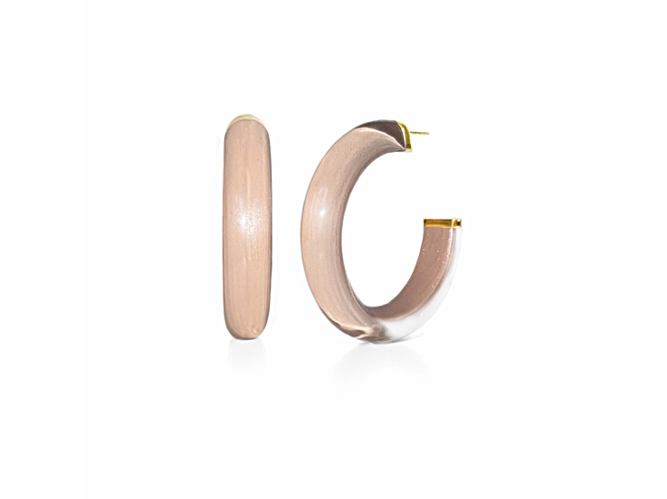 14K Yellow Gold Over Sterling Silver Medium Illusion Acrylic Hoops in Dusty