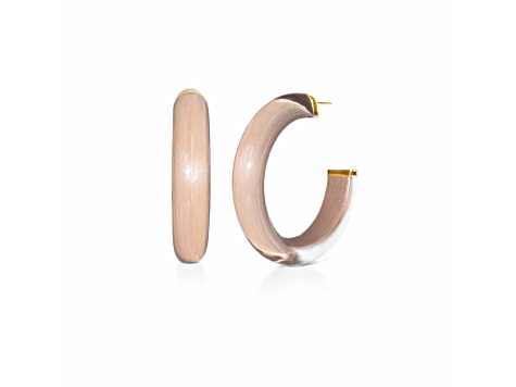 14K Yellow Gold Over Sterling Silver Medium Illusion Acrylic Hoops in Dusty