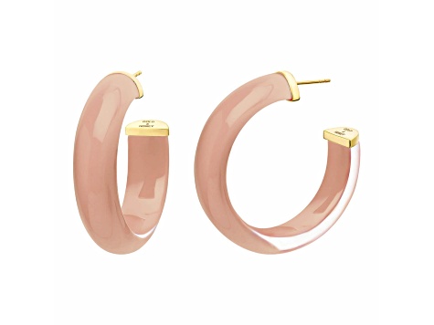 14K Yellow Gold Over Sterling Silver Medium Illusion Acrylic Hoops in Dusty