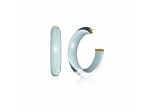 14K Yellow Gold Over Sterling Silver Medium Illusion Acrylic Hoops in Gray