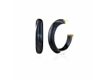 14K Yellow Gold Over Sterling Silver Medium Illusion Acrylic Hoops in Onyx