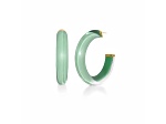14K Yellow Gold Over Sterling Silver Medium Illusion Acrylic Hoops in Moody Jade Color