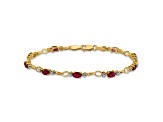 14k Yellow Gold and Rhodium Over 14k Yellow Gold Completed Open-Link Diamond and Ruby Bracelet