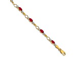 14k Yellow Gold and Rhodium Over 14k Yellow Gold Completed Open-Link Diamond and Ruby Bracelet