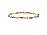 14k Yellow Gold and Rhodium Over 14k Yellow Gold Open-Link Diamond and Tanzanite Bracelet
