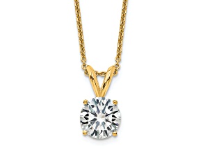 14K Yellow Gold 1.50 ct. 7.5mm Round G H I True Light Moissanite Solitaire Pendant with Chain