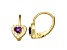 Purple And White Cubic Zirconia 14k Yellow Gold Over Silver Children's Heart Earrings 0.63ctw
