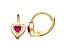 Red And White Cubic Zirconia 14k Yellow Gold Over Sterling Silver Children's Heart Earrings 0.63ctw