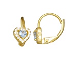 Blue And White Cubic Zirconia 14k Yellow Gold Over Sterling Silver Children's Heart Earrings 0.63ctw