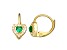 Green And White Cubic Zirconia 14k Yellow Gold Over Silver Children's Heart Earrings 0.63ctw